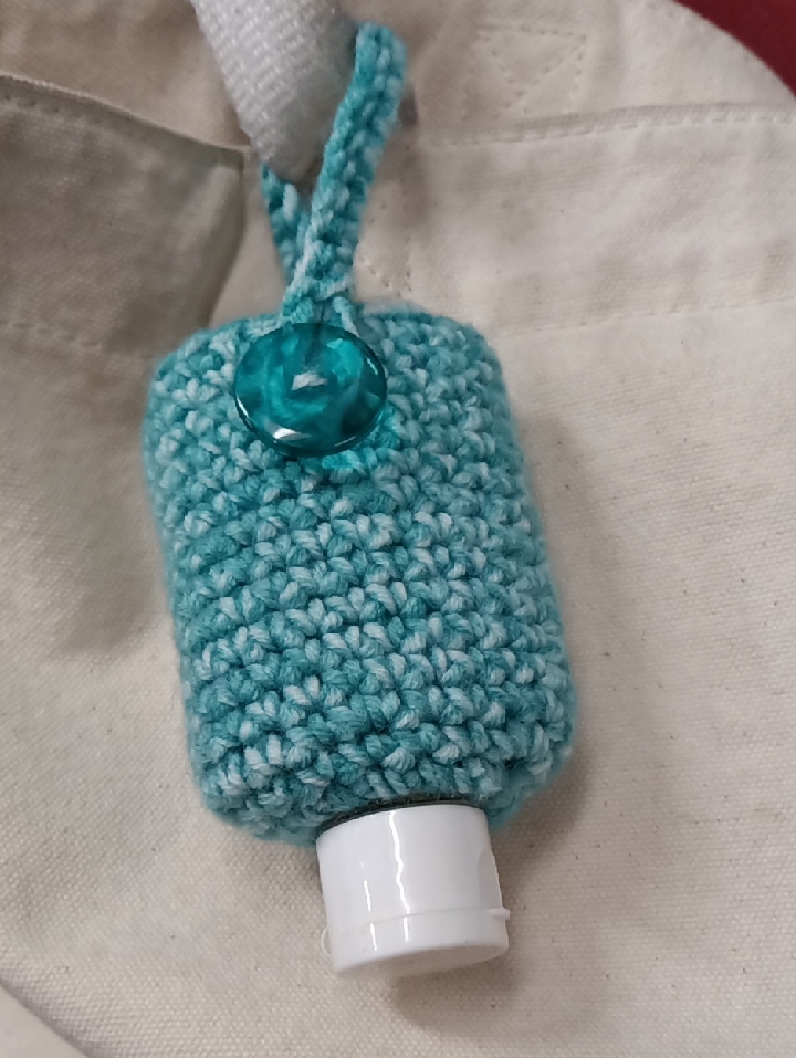 Teal Crochet Hand Sanitizer Holder